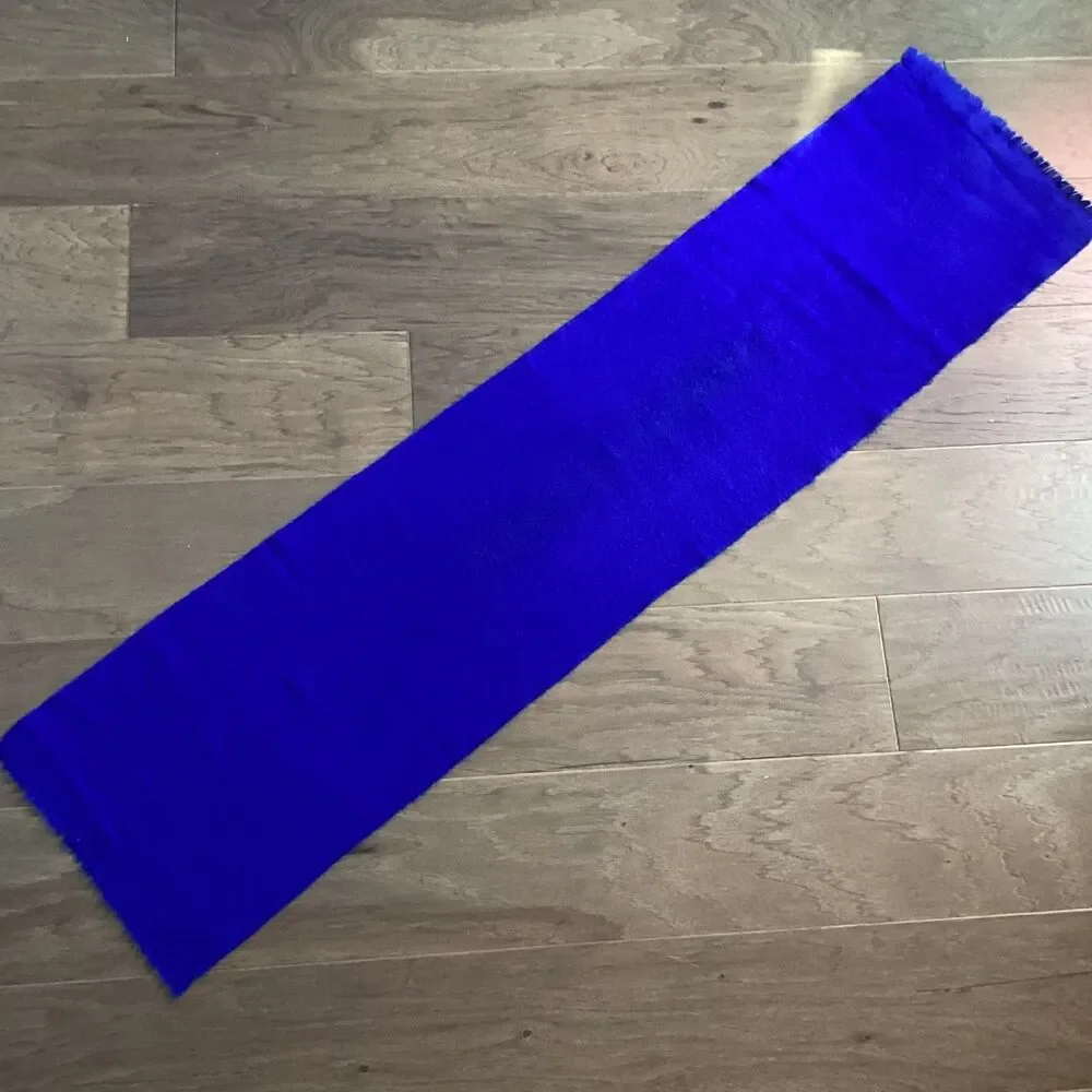 Cobalt Blue Brushed Acrylic Neck Warmer Scarf for Men or Women Vintage 80s